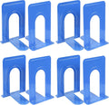 Metal Book Ends for Office Home, Book Shelf Holder Home Decorative, Book Ends for Heavy Books/Movies/CDs, Blue 6.5 x 5 x 5.7 in, 4 Pair/ 8 Piece