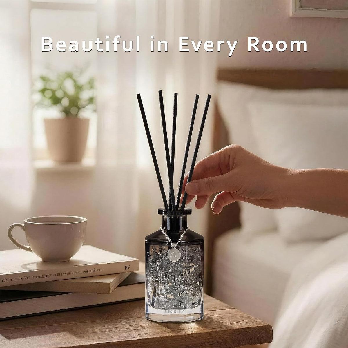 Airkeep Reed Diffuser Set,Clean Linen Luxury Scented Diffuser with Sticks Long Lasting Home Fragrance for Bathroom Shelf Decor 6.09 fl oz (180ml)