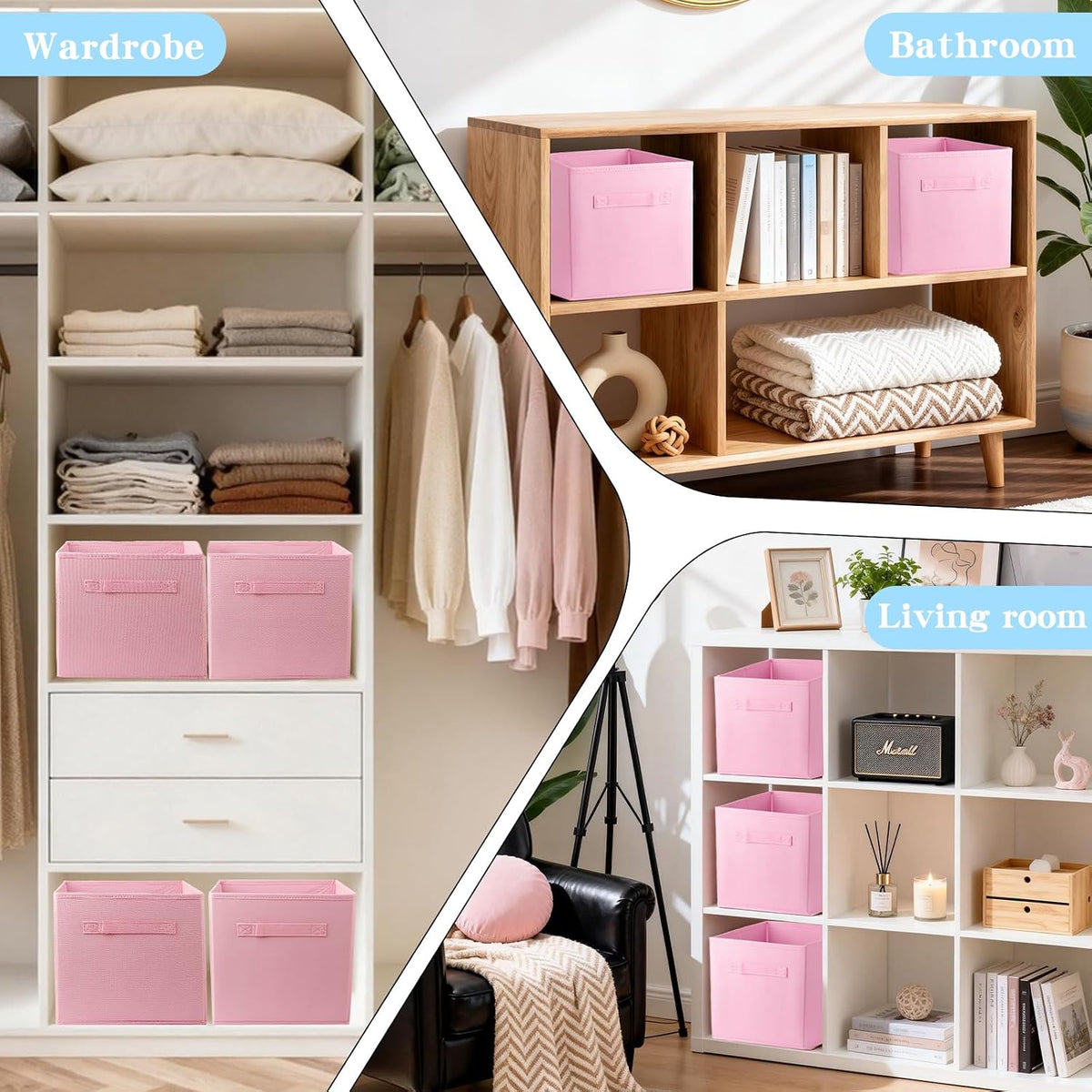 10.5" Collapsible Storage Cubes, Fabric Foldable Storage Bins With Handles