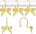 Decorative Shower Curtain Hooks, Luxury Bowknot Shower Curtain Rings, Modern Bow Shower Curtain Hangers, 12PCS Shower Hooks for Home Decor, Bathroom, Bedroom, Living Room (Gold)