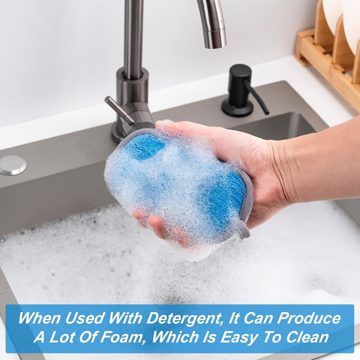 Non Scratch Scrub Sponge-6pack, Dual-Sided Sponges Kitchen(M, 3 Color)