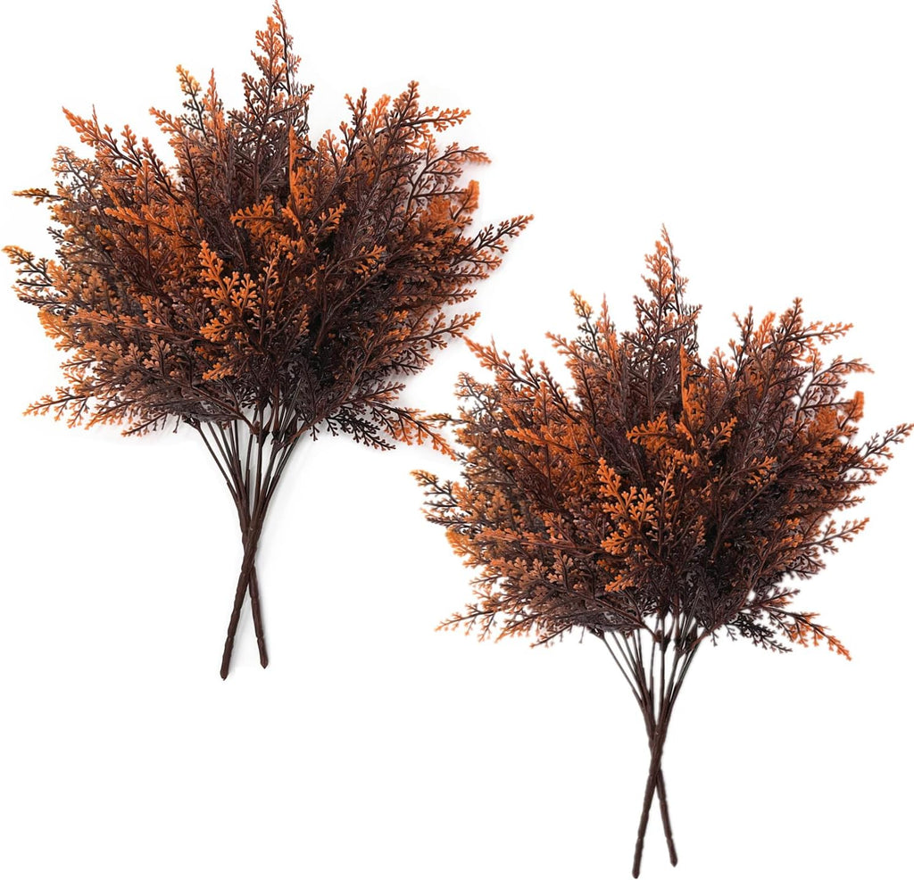 CATTREE Artificial Ferns Plants Fake Boston Fern Shrubs Plastic Leaves Faux Greenery Bushes for Home Décor Outdoor Indoor Garden Wedding Party Decoration Office Yard Verandah Planter Filler Red 4 Pack