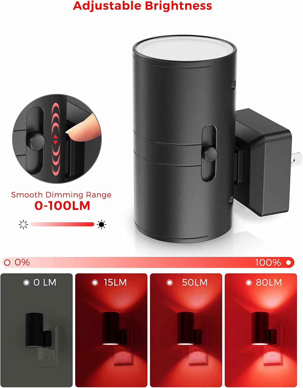 L LOHAS LED Red Night Light, Circadian Night Lights Plug into Wall, 4 Pack