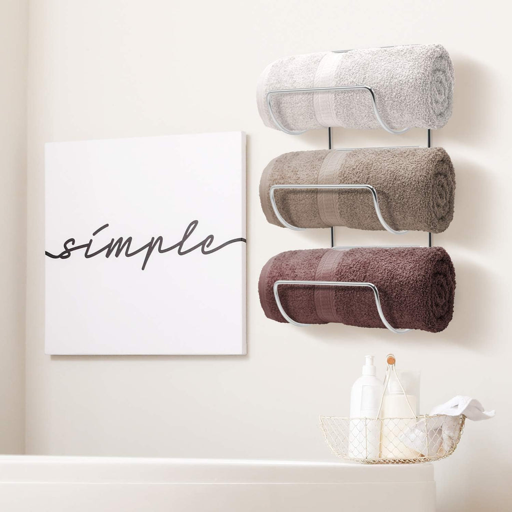 Sorbus Towel Racks for Bathroom, Wall Mounted (4 Pack 12 Towels, Silver)