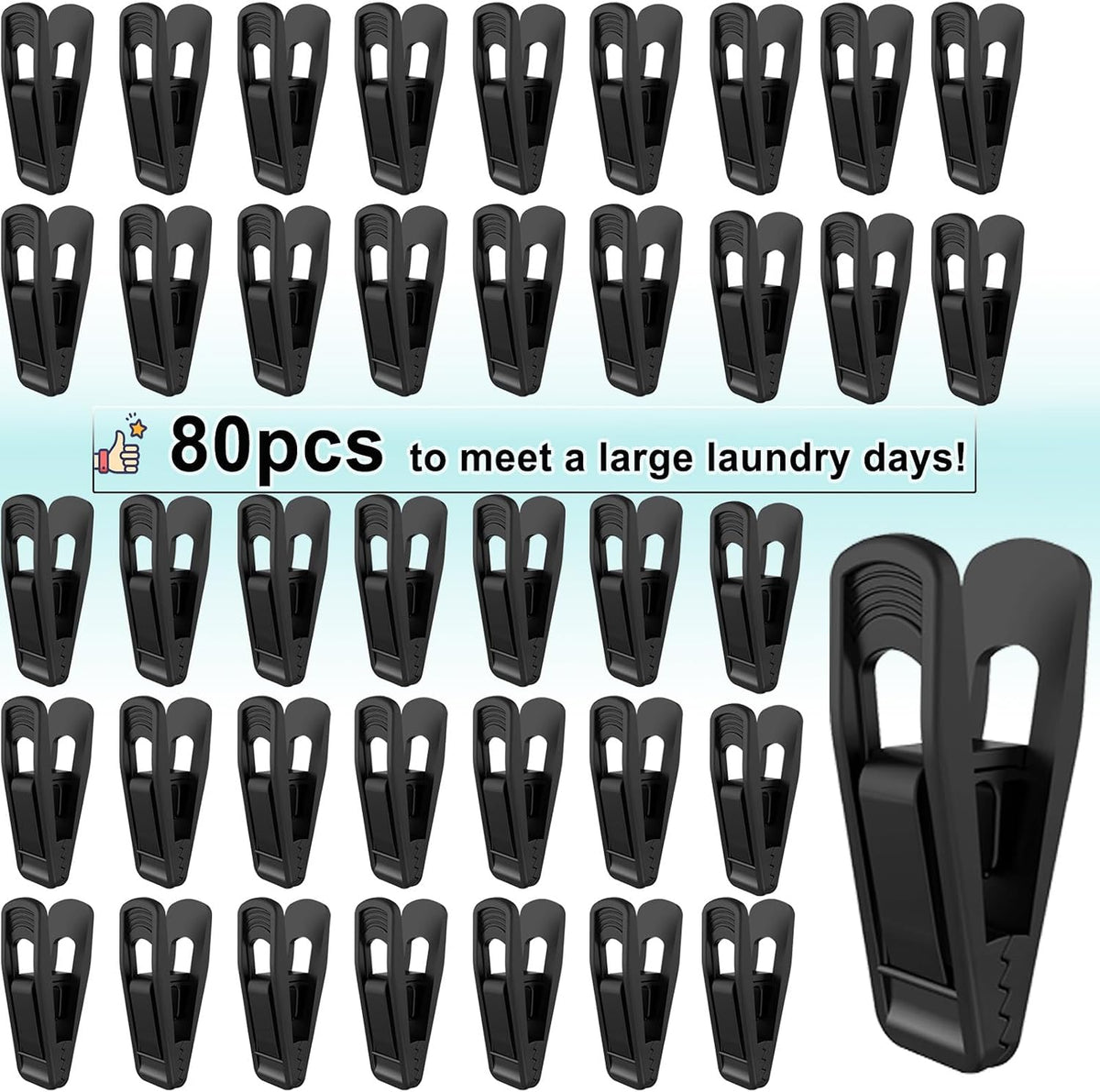 TOFIIGREM Hanger Clips Perfect for Velvet Hangers (Black, 80 PCS), Strong Plastic Clips Pant Skirt Hanger Clips for Black Flocking Felt Hangers