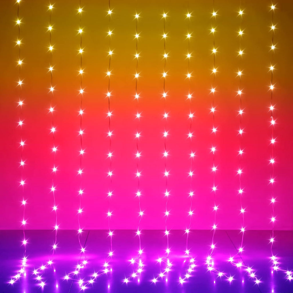 Fairy Curtain Lights 10ft x 10ft,300 LED RGB Color Changing Lights