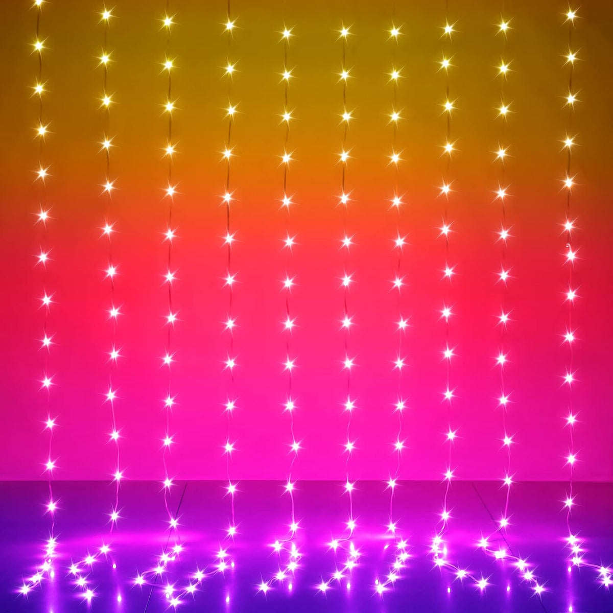 Fairy Curtain Lights 10ft x 10ft,300 LED RGB Color Changing Lights