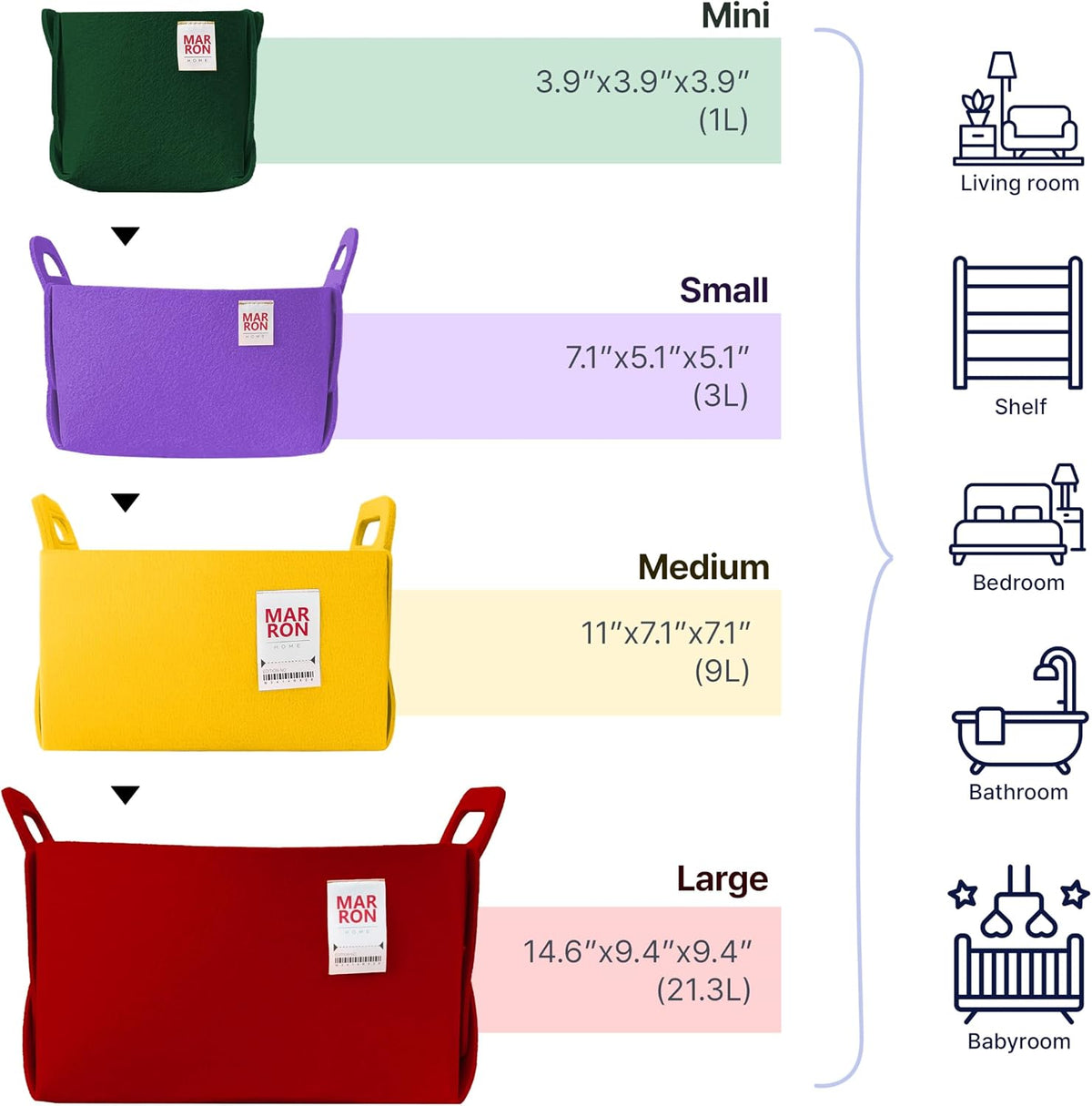 Collapsible Felt APRICOT Storage Bin Medium 11"x7.1"x7.1" – Foldable Basket with Handles for Closet, Toy Storage, Laundry Room Organization, Decorative Storage Bins for Shelves, Cube Storage