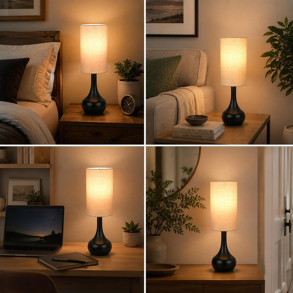 17" Skinny Touch Lamp for Nightstand,3-Way Dimmable Bedside Lamp