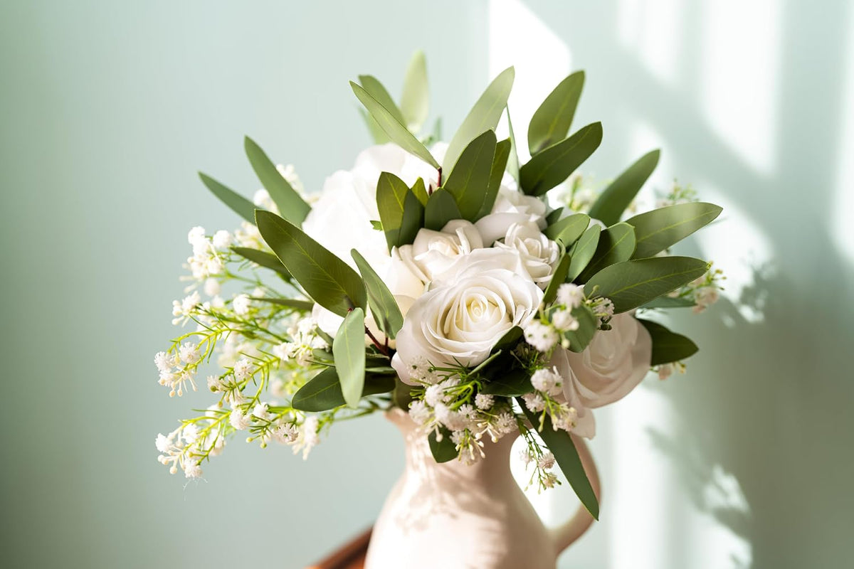 Avoeco 15-Piece Real Touch Faux Eucalyptus Stems, 15-Inch Seeded Branches