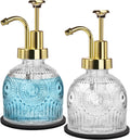 SheeChung 8 Oz Clear Glass Soap Dispenser with Rust Proof Gold Pump, 2 Pack