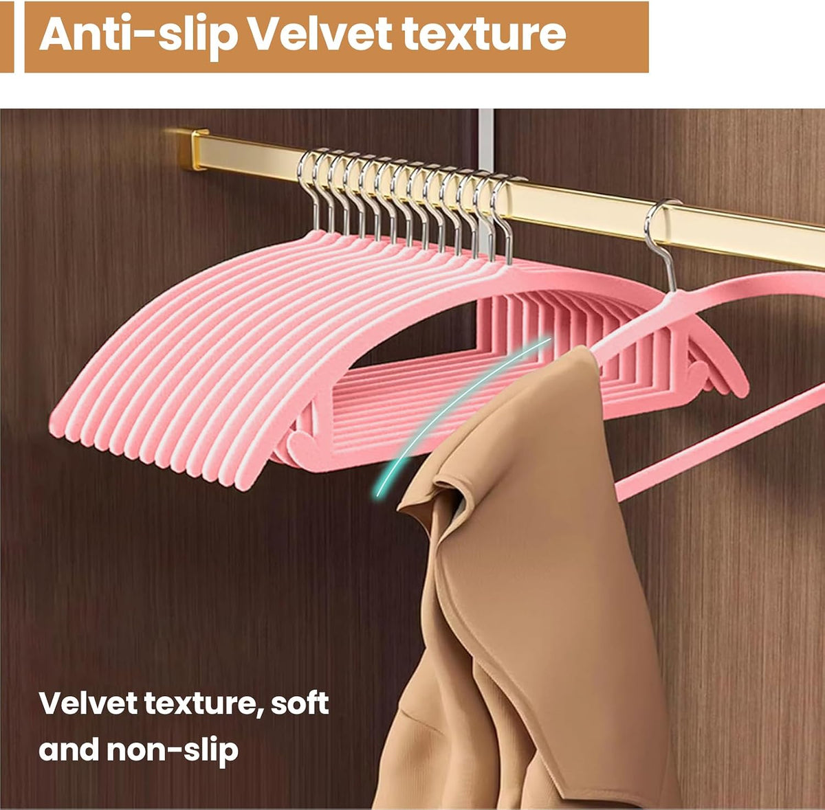 Jiang&Rong 60 Pack Pink Velvet Hangers