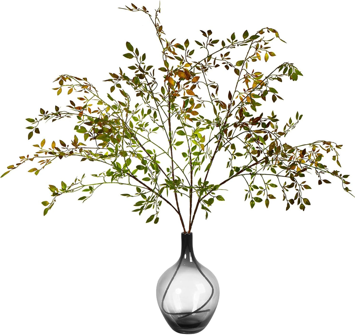 Ttranewsoo Artificial Greenery Stems, 43.3" Nandina Branches Tall Faux Plant Stems for Vase, Greenery Decor Stems Leaves Bunches for Shop Garden Office Home Décor,2Pcs,Orange