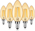 E12 LED Candelabra Bulbs 40 Watt Equivalent, 4W Vintage Candle Light Bulbs Dimmable, 350Lm Amber Warm White 2200K B10 Edison Bulb, Filament Clear Glass Lamp Bulb for Chandelier Ceiling Fan (5 Packs)