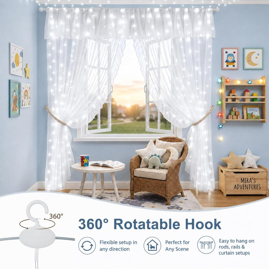 Fairy Curtain Light, 600LED 19.6x9.8ft, Remote & 8 Modes, USB