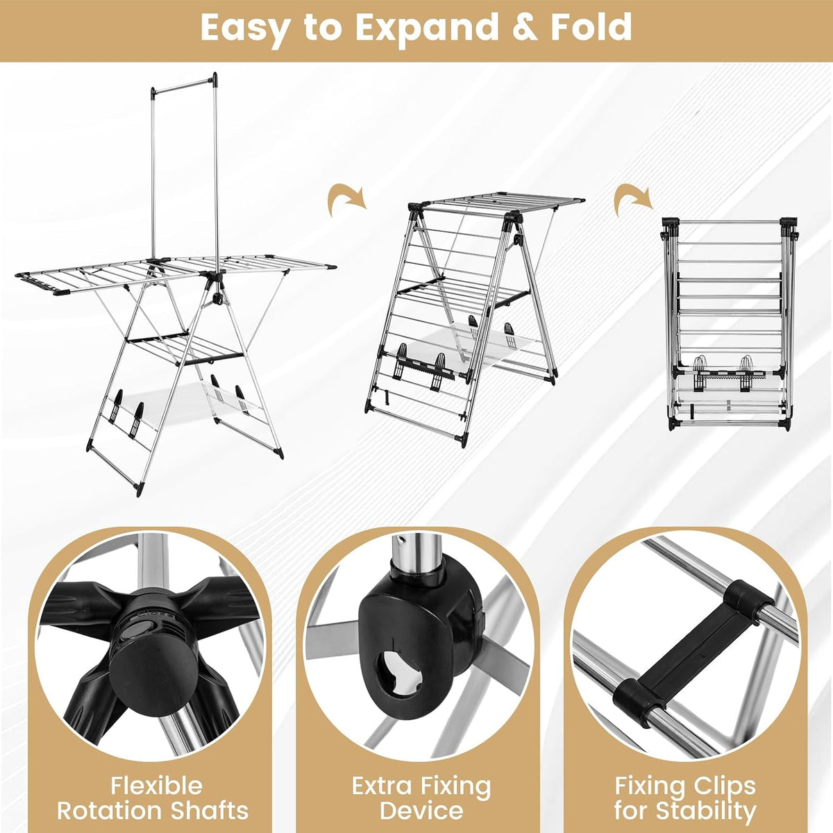 Tangkula 2-Tier Freestanding Foldable Clothes Drying Rack, Stainless Steel