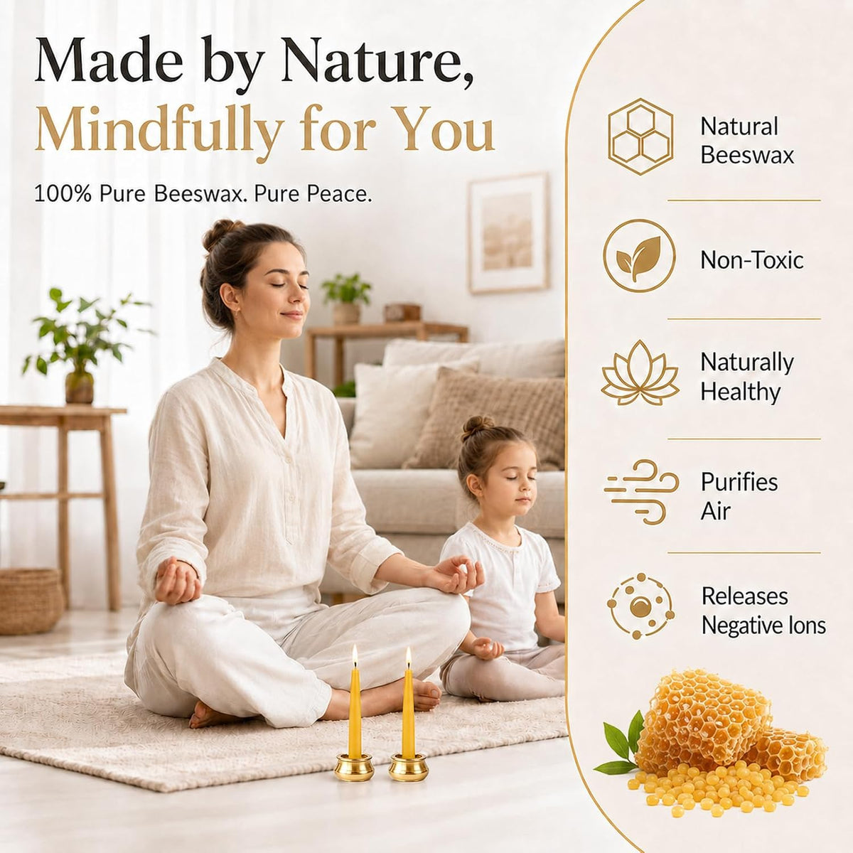 20 Minute Meditation Candles, 24 Pack Beeswax Candle with Holder,3.15 Inch