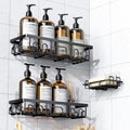 PKBD Shower Caddy, 3 Pack Shower Shelves with Large Capacity, Matte black