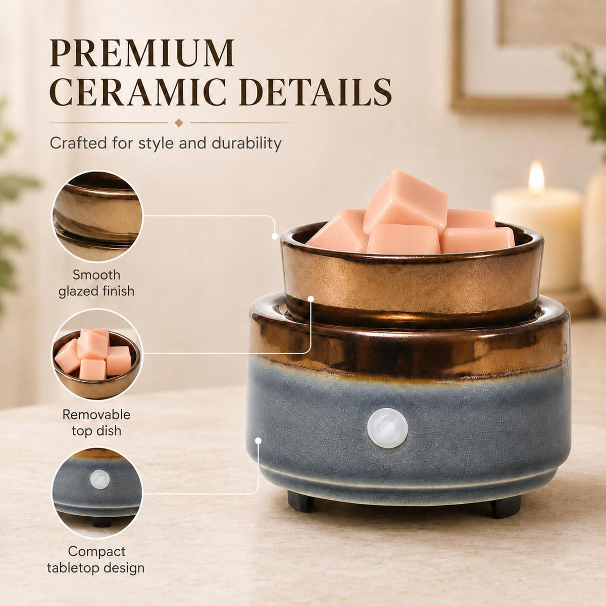 Ceramic Wax Melt Warmer Electric Wax Warmer for Scented Wax Cubes