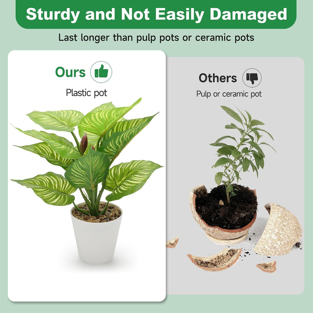 3 Pack Small Artificial Potted Plants for Home, Office Decor