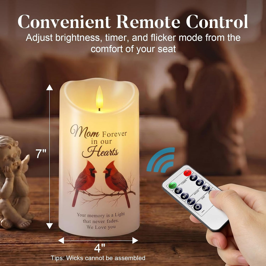 Homemory Cardinal Memorial Candle Sympathy Gifts for Loss of Loved One, Mom