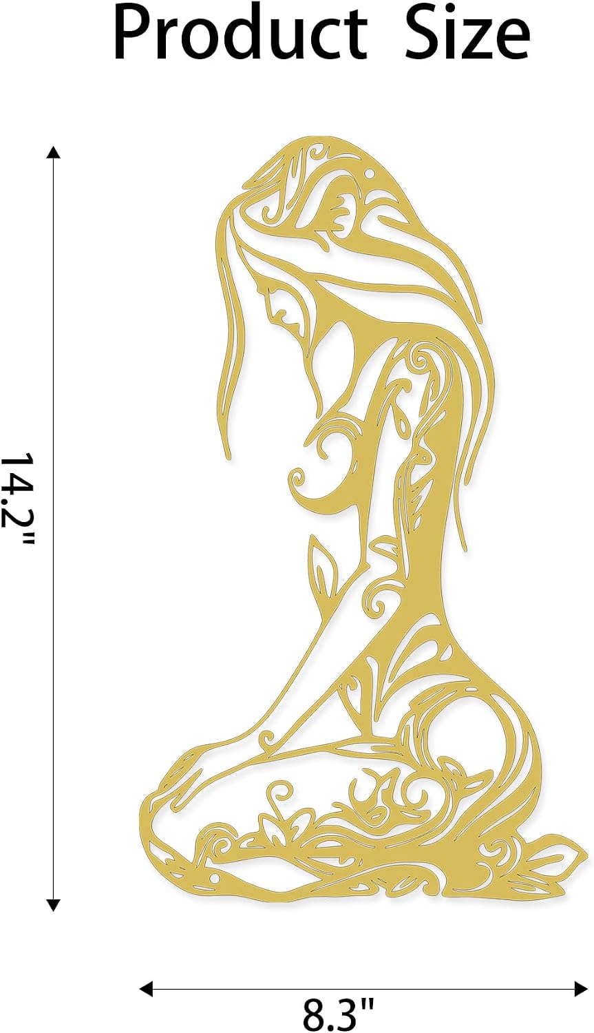 Xedatric Abstract Metal Wall Art Minimalist Line Sculpture for Home.Gold.