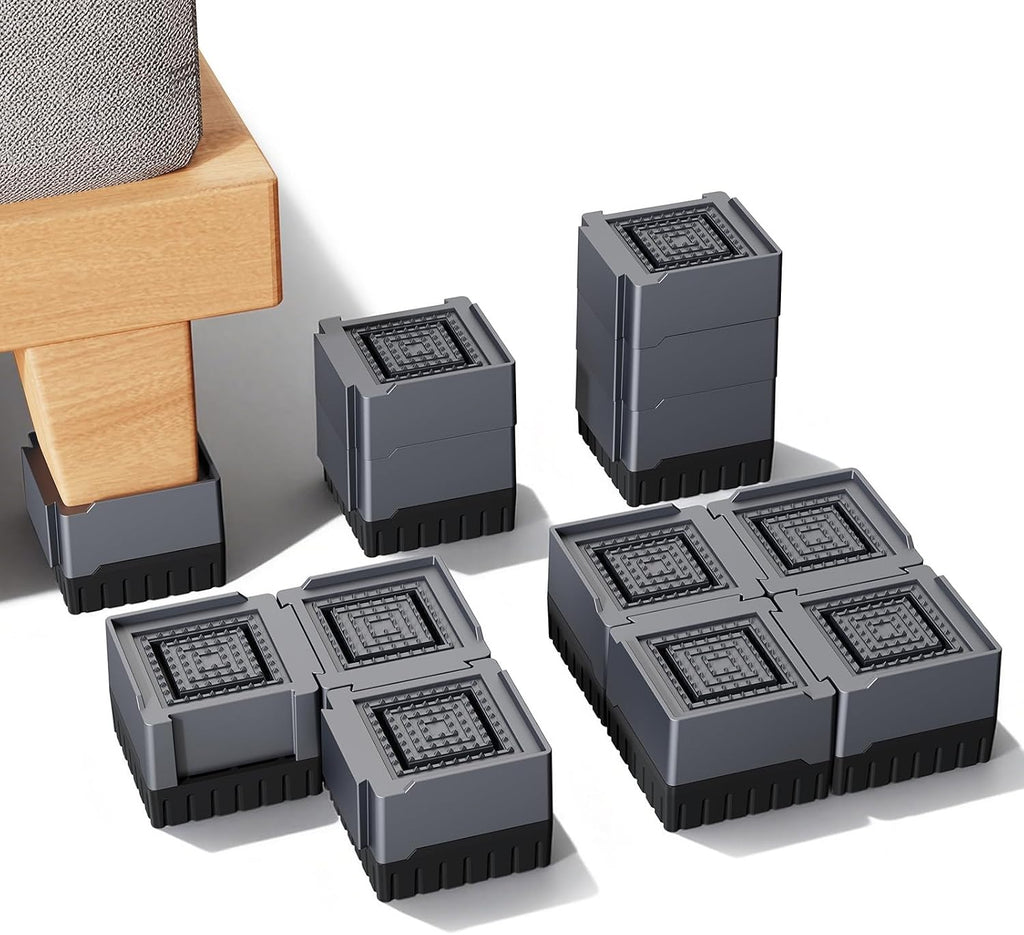 Bed Risers & Furniture Risers Heavy Duty 1000lbs, 4-Pack（Gray）
