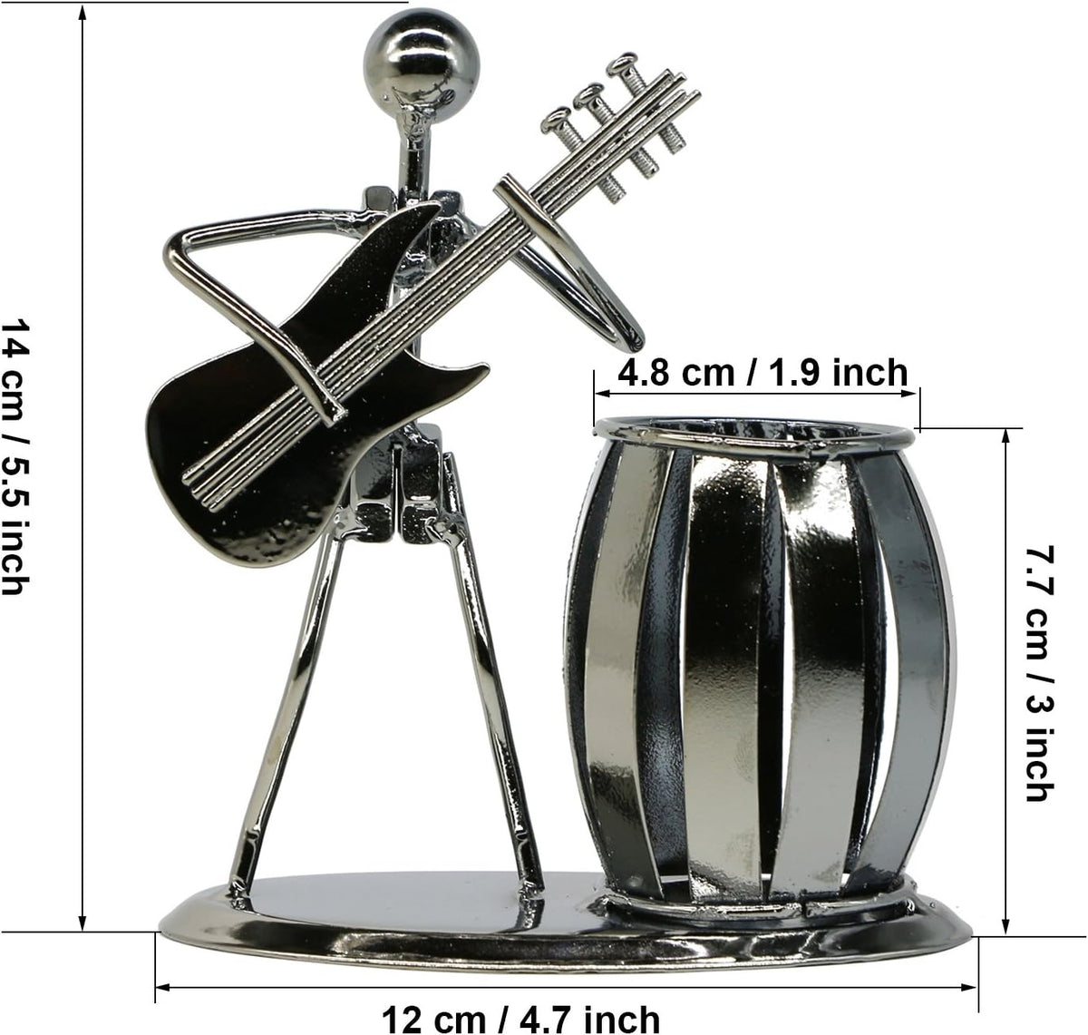 Pen Holder for Desk, Guitar Style Pencil Holder for Men Gifts, Cute Metal Pen Cup for Office Decor Desktop Organizer Desk Accessories