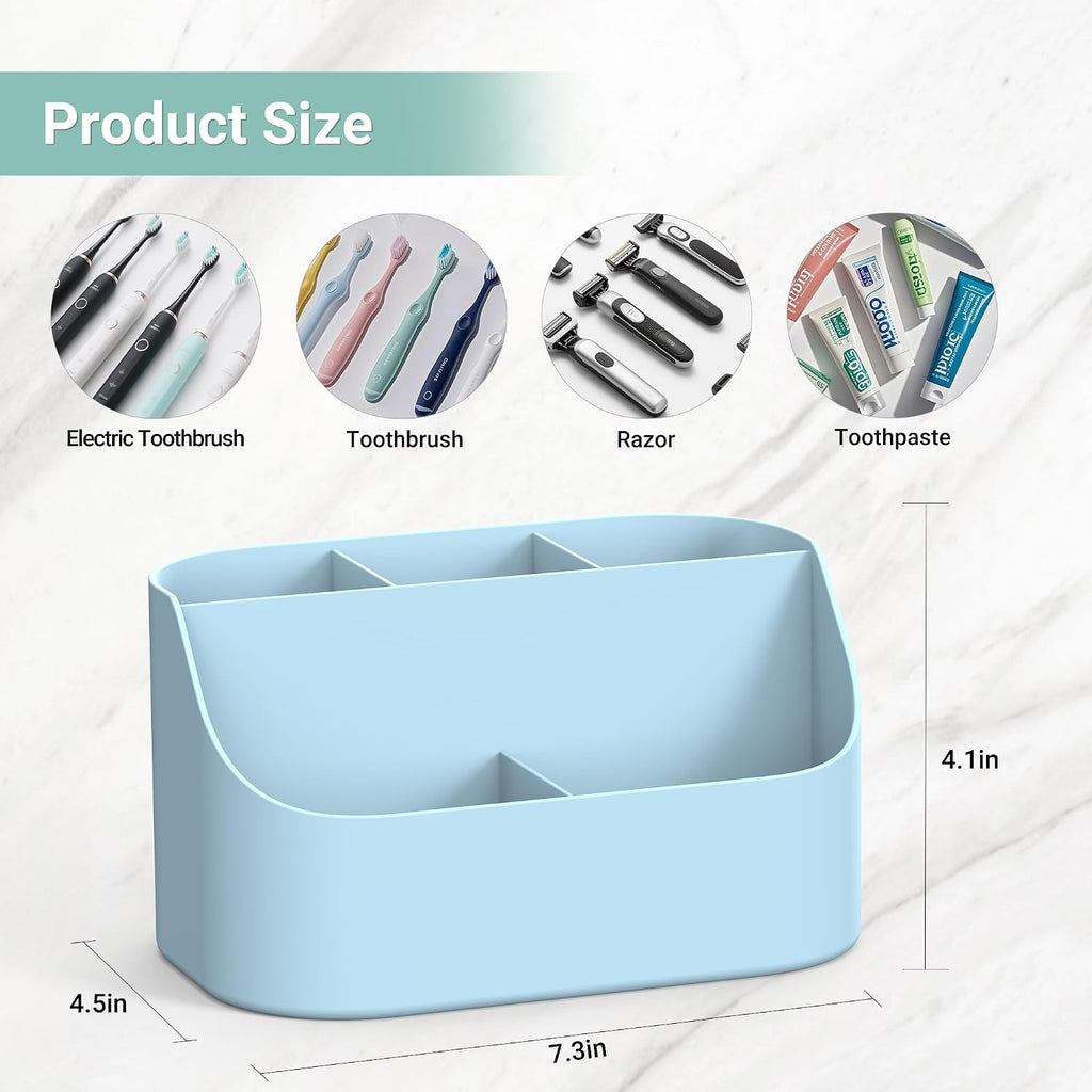 5 Slots Countertop Plastic Toothpaste and Toothbrush Holder for Bathroom