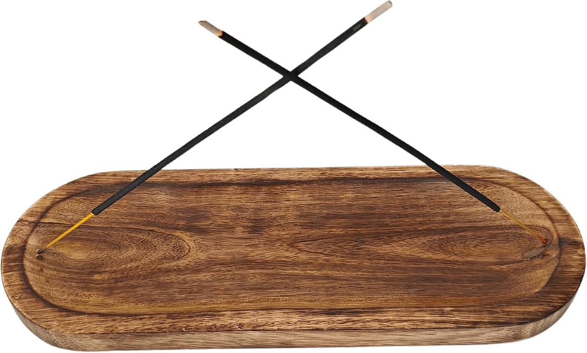 VANIYA CRAFTS® Wooden Handmade Tree of Life Boat Shape Incense Holder Stand Insence Tray for Home Decor Restaurant (11X4, Natural Black) (Burnt)