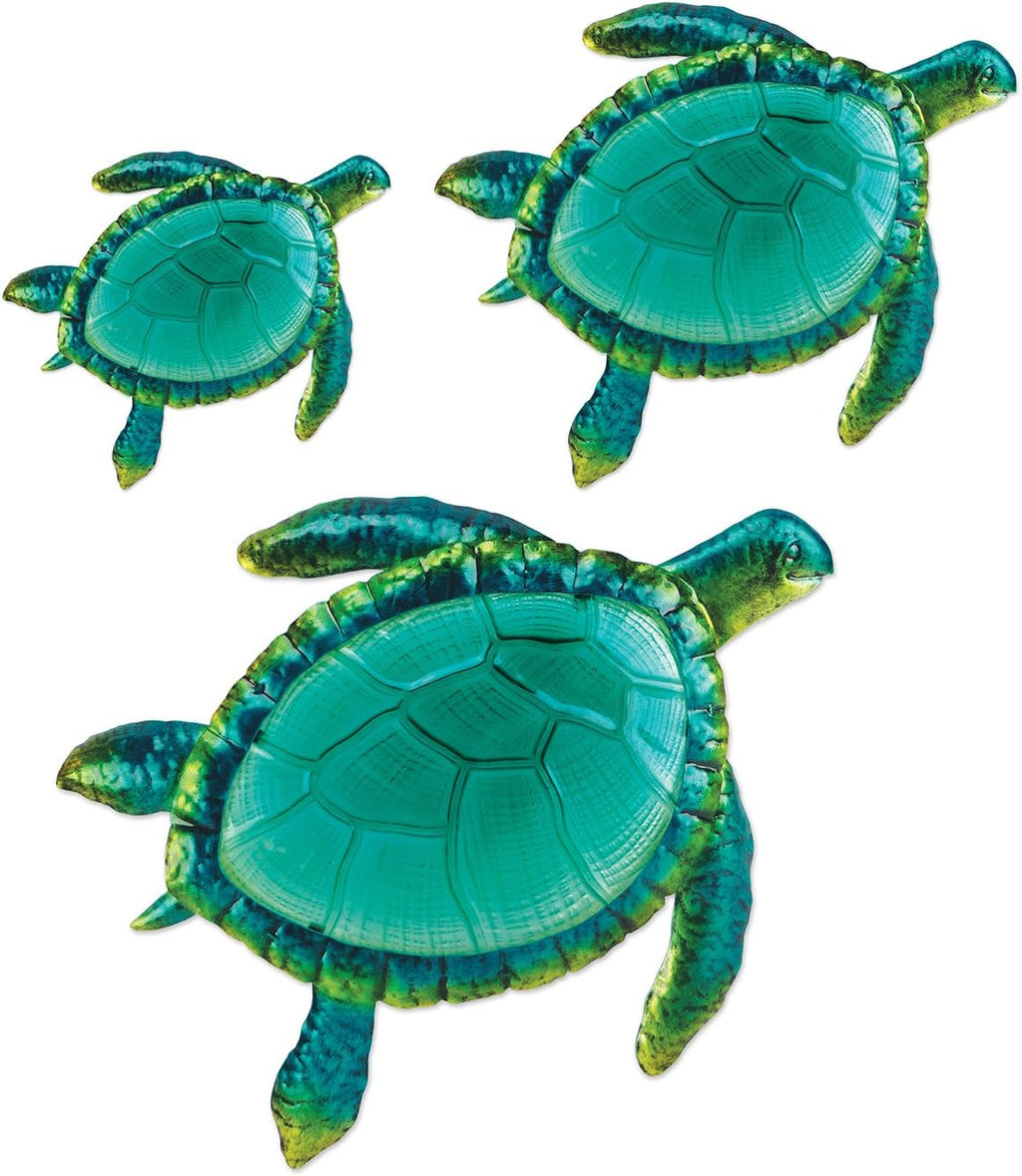 Comfy Hour 16 Inch Sea Turtle Wall Decor, Metal Wall Art, Set of 3