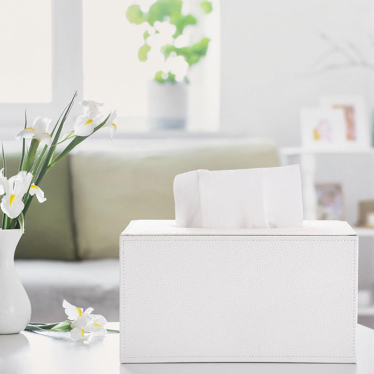 Sumnacon Large Tissue Box Cover Rectangle,Magnetic Bottom Tissue Box Holder