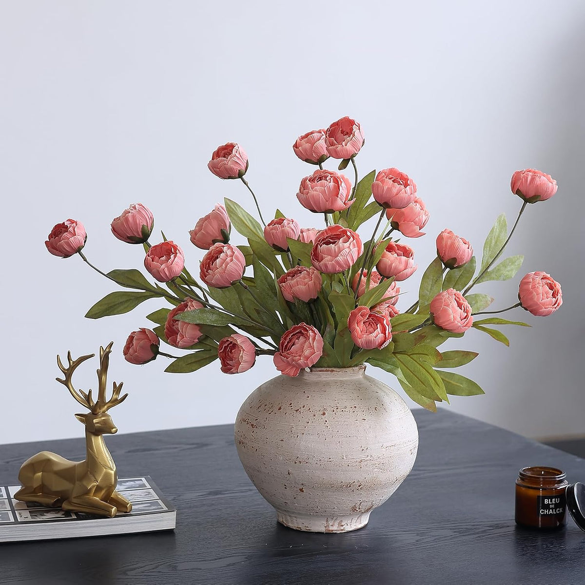 6 Pcs 27" Faux Silk Peony Artificial Flowers Stems for Vase (Dusty Pink)
