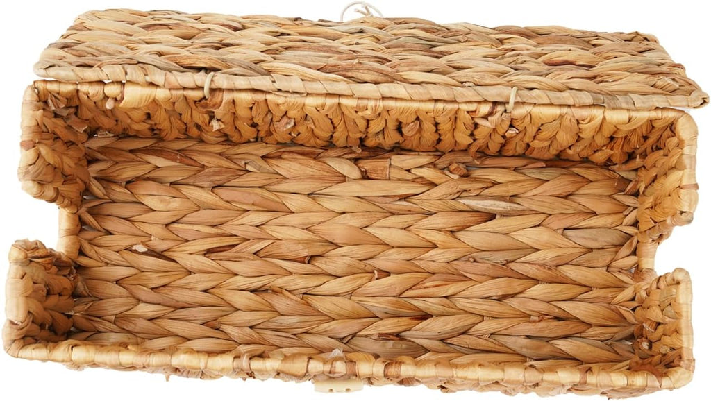 2 Pack Water Hyacinth Cable Management Box with Lid, Cord Organizer Box