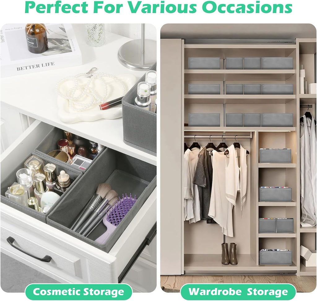 Drawer Clothing Organizer 16-Pack, Grey Underwear Dividers