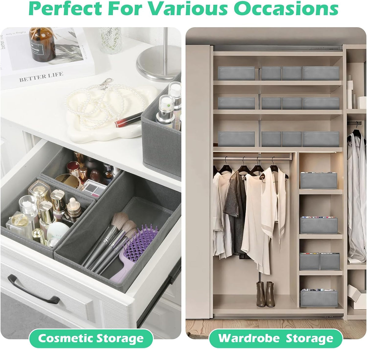Drawer Clothing Organizer 16-Pack, Grey Underwear Dividers