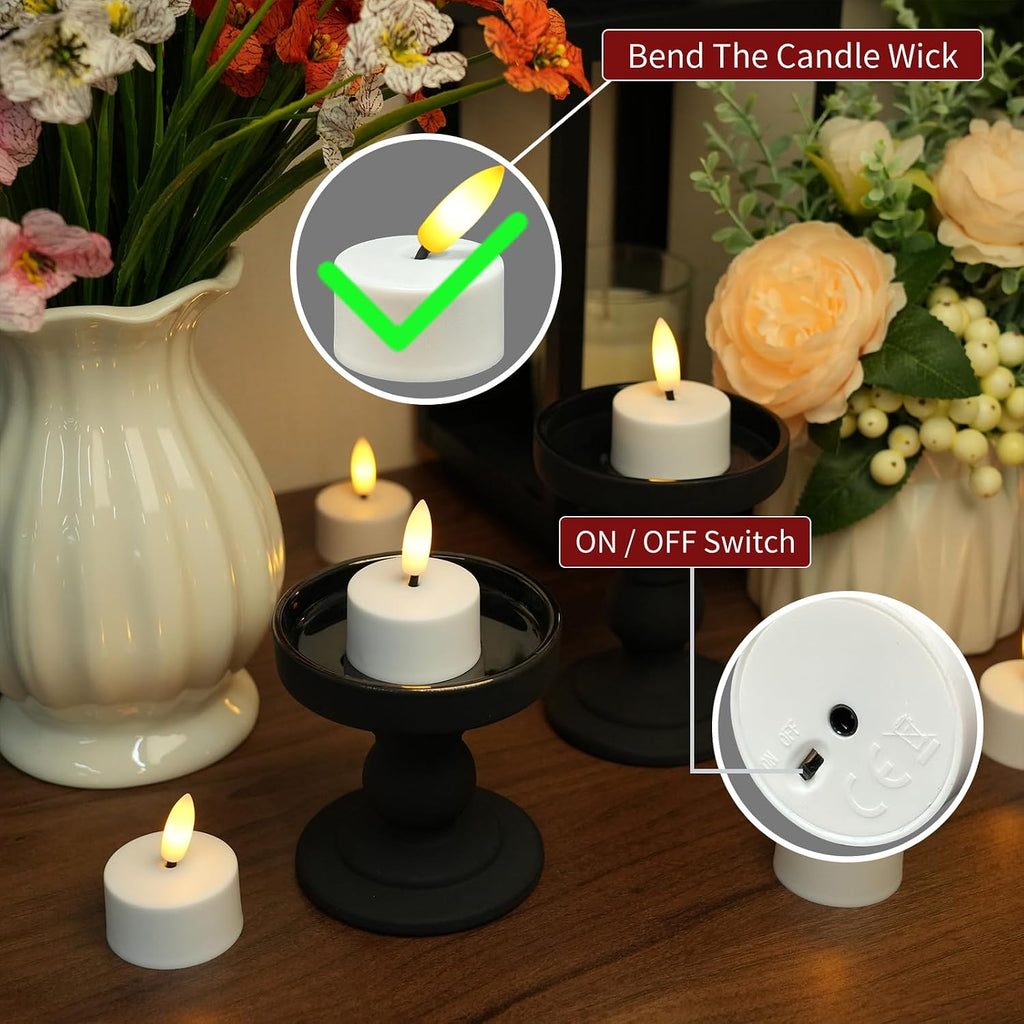 12PCS Rechargeable Led Tea Lights Candles with Charging Base Remote & Timer