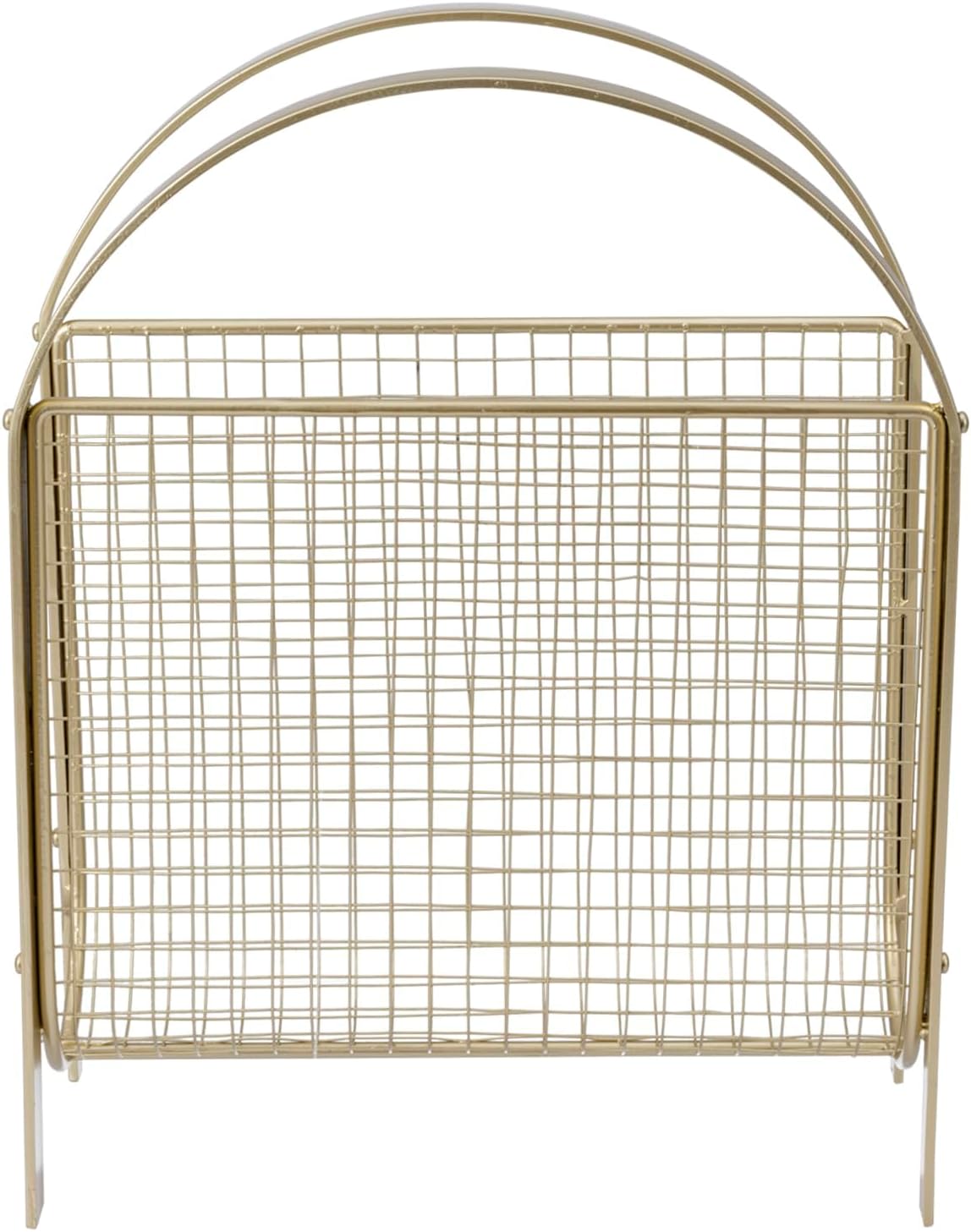 MyGift Mid Century Brass Tone Metal Mesh Magazine Rack Storage Basket