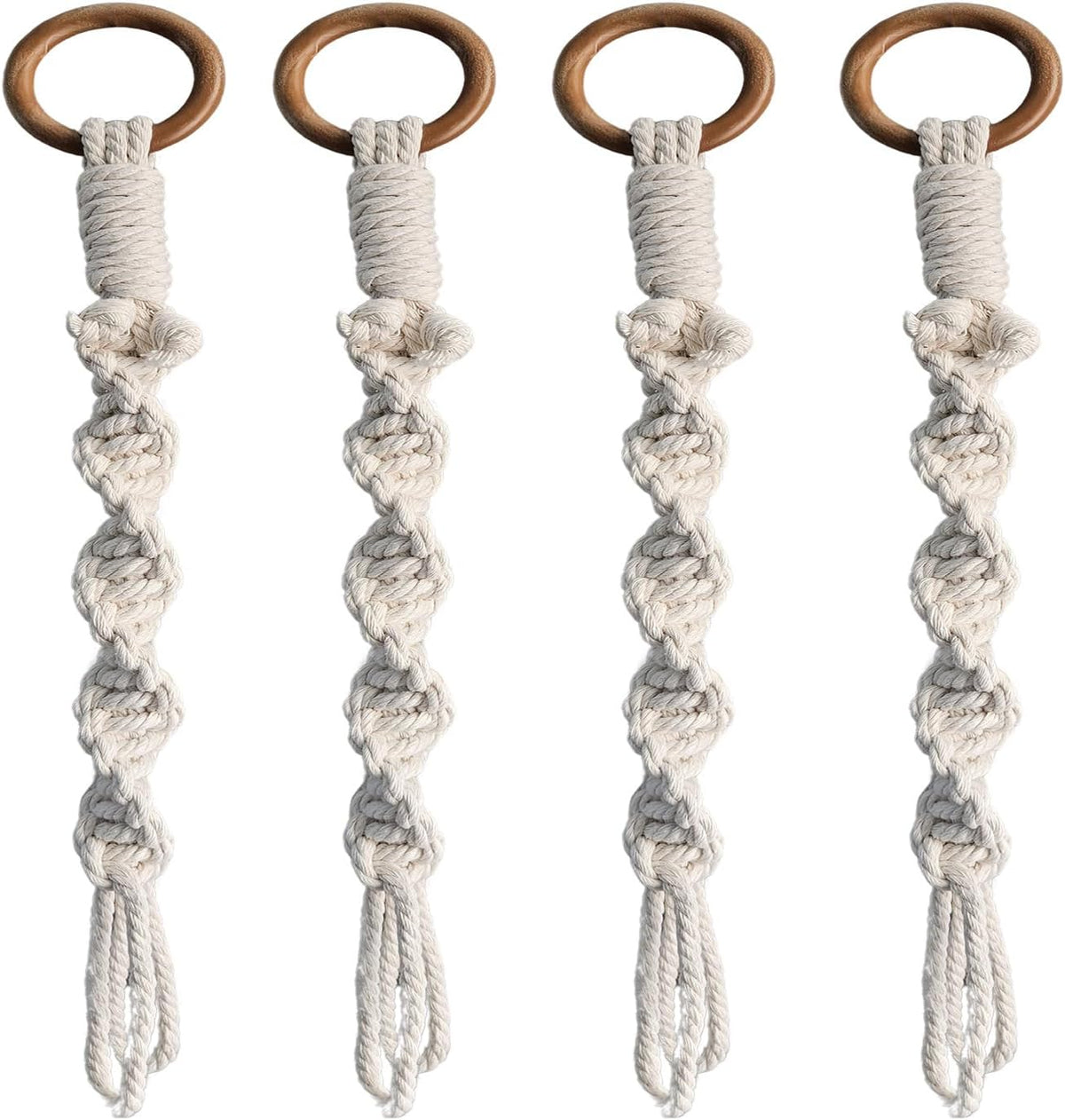Macrame Plant Hanger Extender 22″ Plant Pot Holder Extender(4 Pack, White)