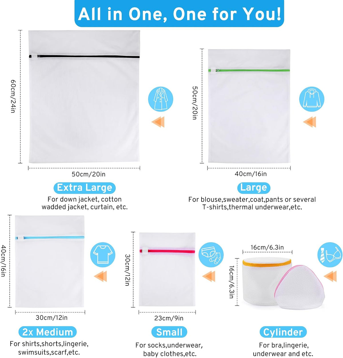 7Pcs Mesh Laundry Bags for Delicates, lingerie bags for washing delicates