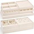 Cinnvoice Set of 10 Stackable Jewelry Organizer Tray for Drawer, Beige