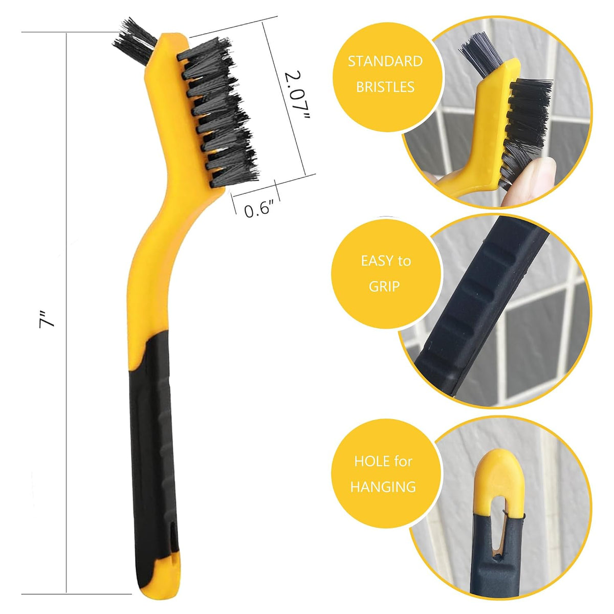 Rust Remover Wire Brush Set, 6 Pcs Brass/Stainless Steel/Nylon