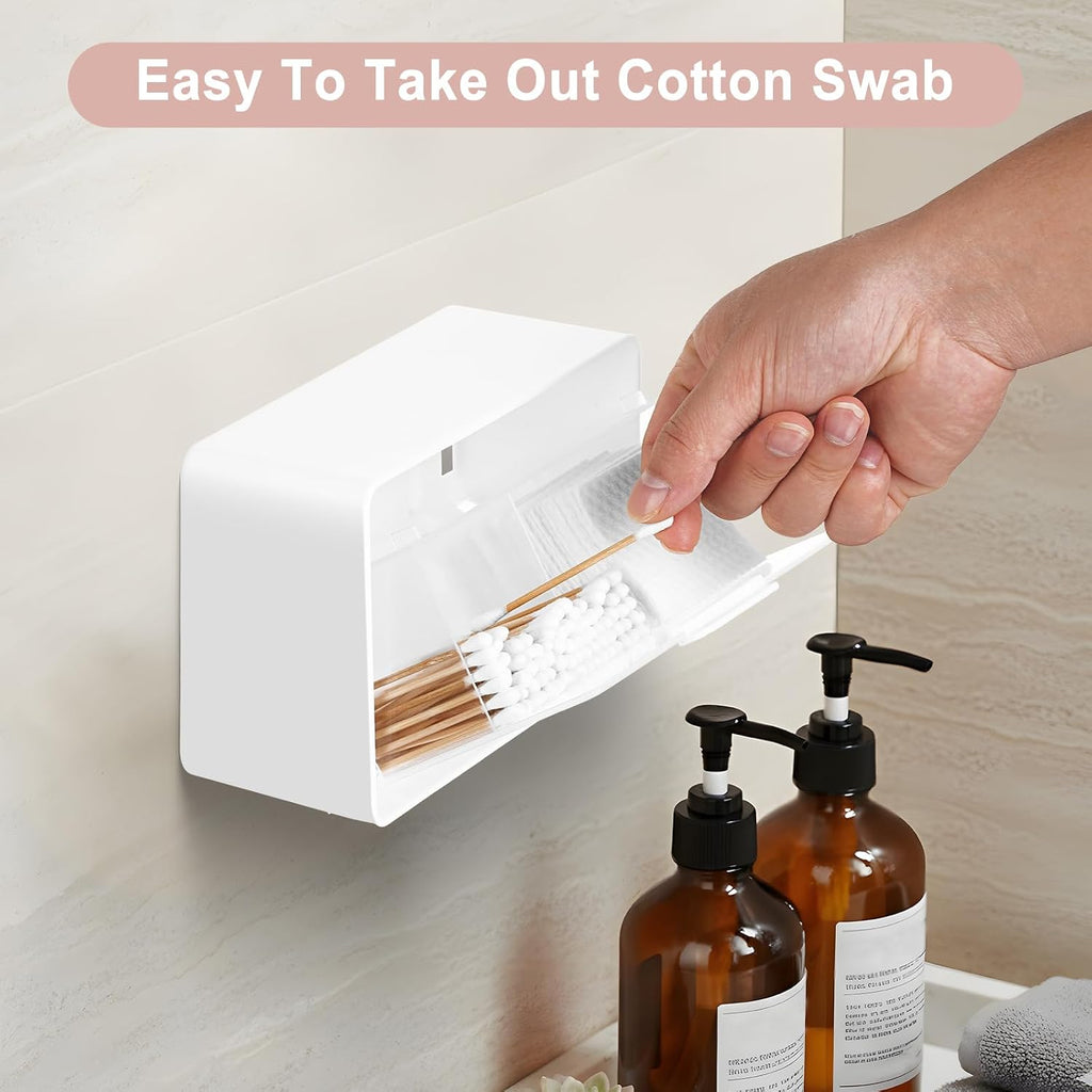 Bathroom Qtip Holder Dispenser, No Drilling Wall Mount Cotton Swabs Holder