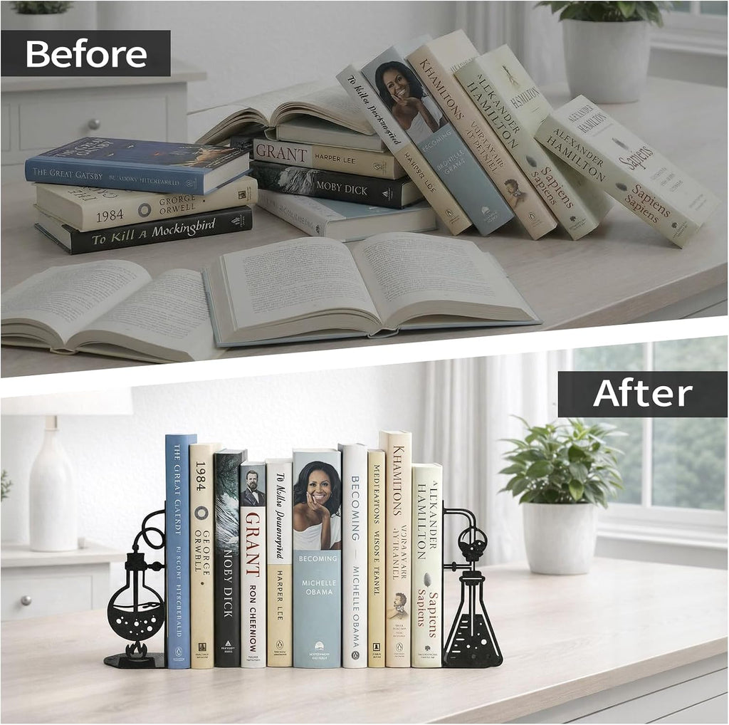 Chemistry Metal Bookends Decor for Chemistry Classroom Laboratory Bookshelf