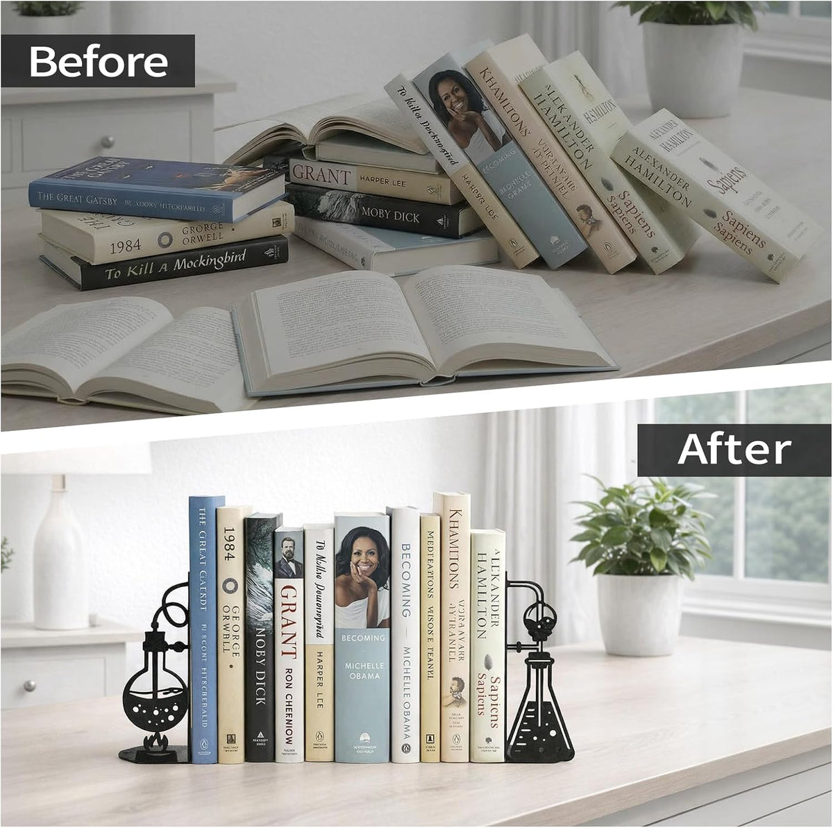 Chemistry Metal Bookends Decor for Chemistry Classroom Laboratory Bookshelf