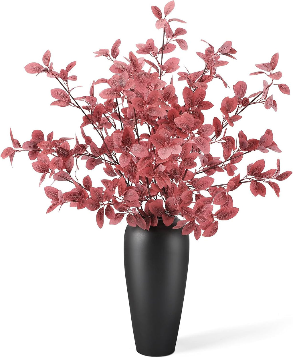 Janinka 5 Pcs Faux Fall Eucalyptus Stems for Vases Farmhouse, Red