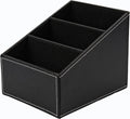 I-MART PU Leather Remote Control Holder Organizer with 3 Compartments, Stylish TV Remote Holder Caddy for Desk Nightstand Coffee Table and Media Accessory Storage (Black)