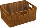 Large Wicker Basket, Waterproof Wicker Storage Basket for Organizing, Brown
