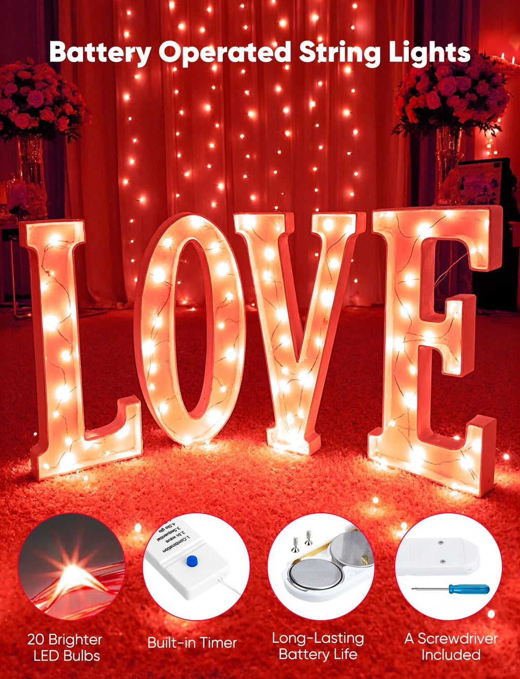Minetom 12 Pack 6 Colors Battery Operated Fairy String Lights 8 Modes