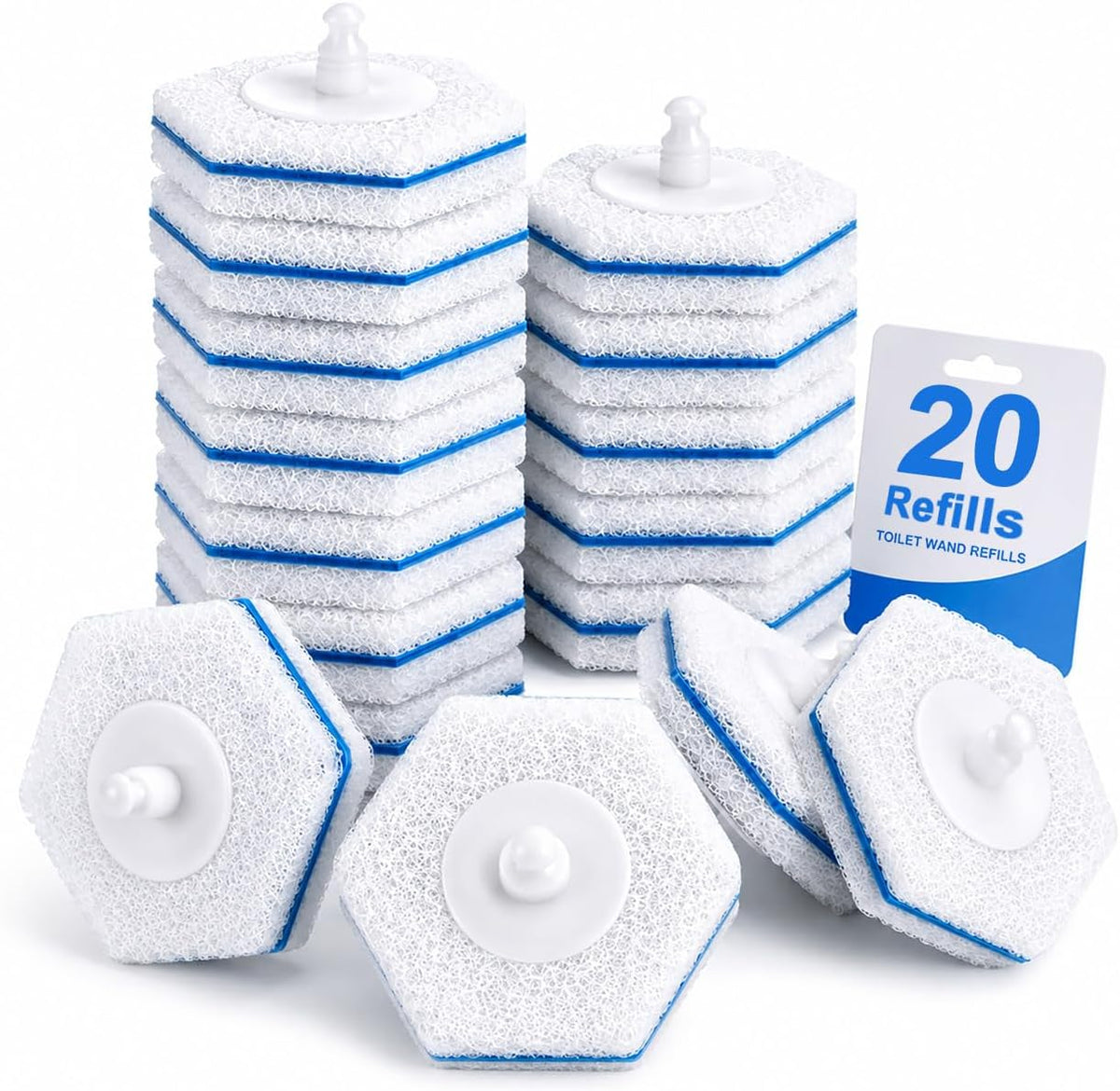 Msvvko Toilet Wand Refills, Disposable Toilet Brush Heads, 20 Count